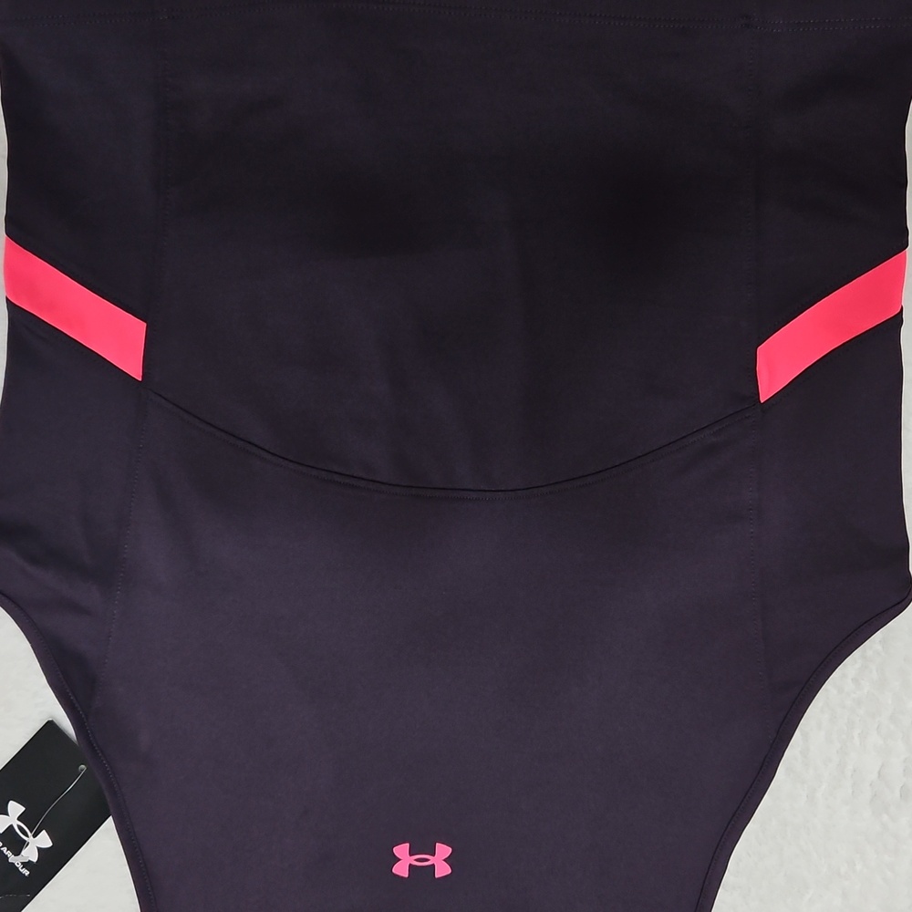 Under Armour Deep Purple Tank Top with Bold Neon Pinkish Coral Accents - Picture 7 of 8